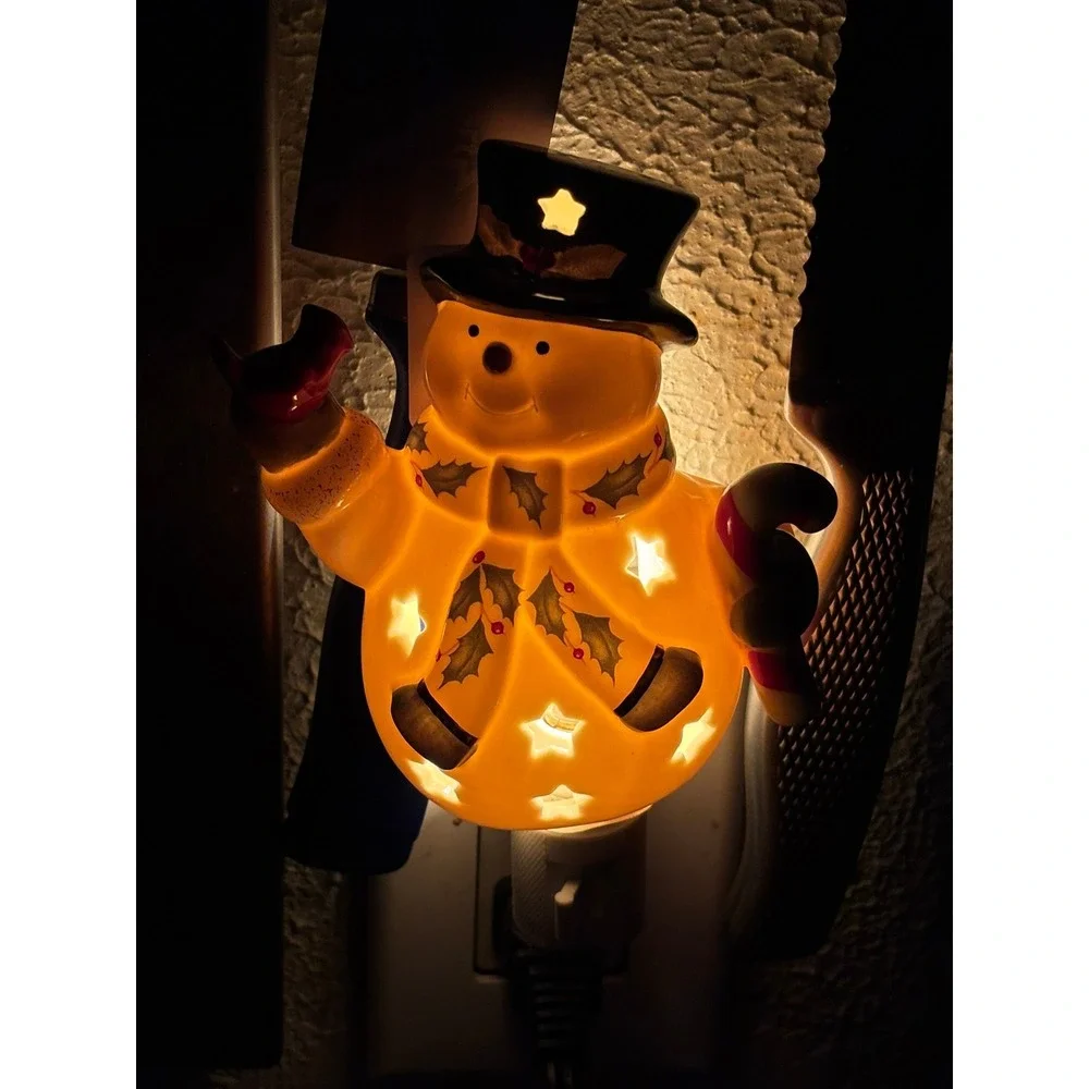 Lenox Happy Holly Days Snowman Night Light Porcelain Christmas Decor Holiday